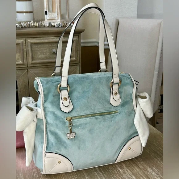 NWT Juicy Couture Dreamy Juicy Tote handbag daydreamer purse w wallet sage/white - Picture 7 of 15